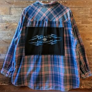 Hand Crafted Blue and Pink Plaid Button Down Shirt